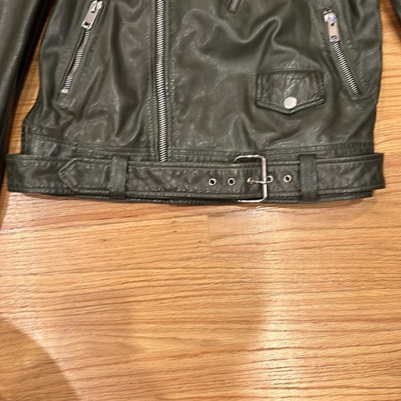 WALTER BAKER KINGSLEY LEATHER JACKET- SIZE MEDIUM - BASIL GREEN - Picture 7 of 9